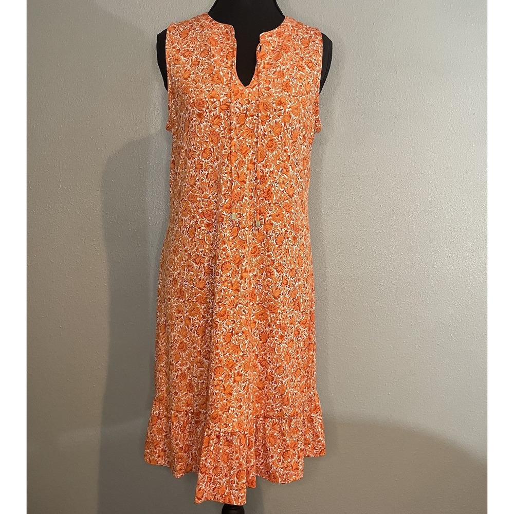 Michael‎ Kors Mandarin Floral Tie Front Ruffled Hem Sleeveless Dress Size Small